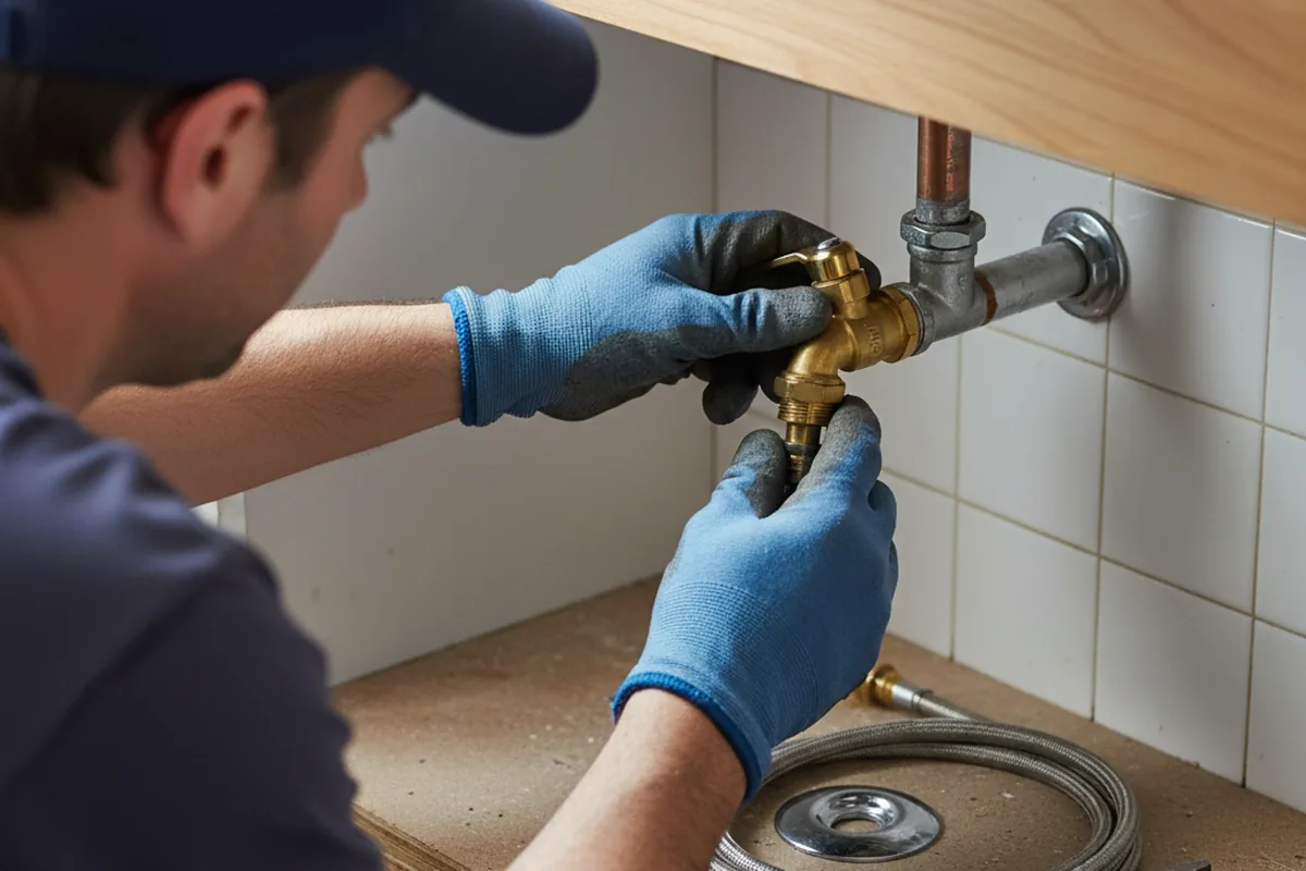 Shutoff valve and fitting work during Emergency Plumbing in Rice